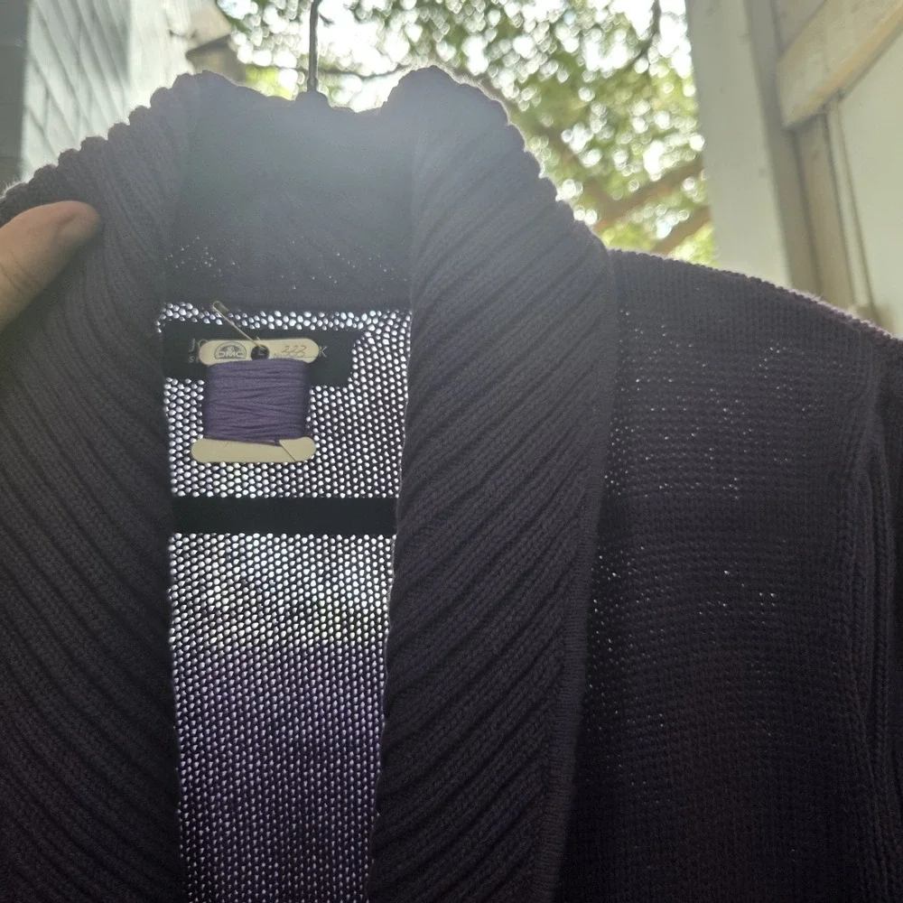Mindfully Mended S Purple Ribbed Cardigan Sweater Toggle Y2K Style Jones NY